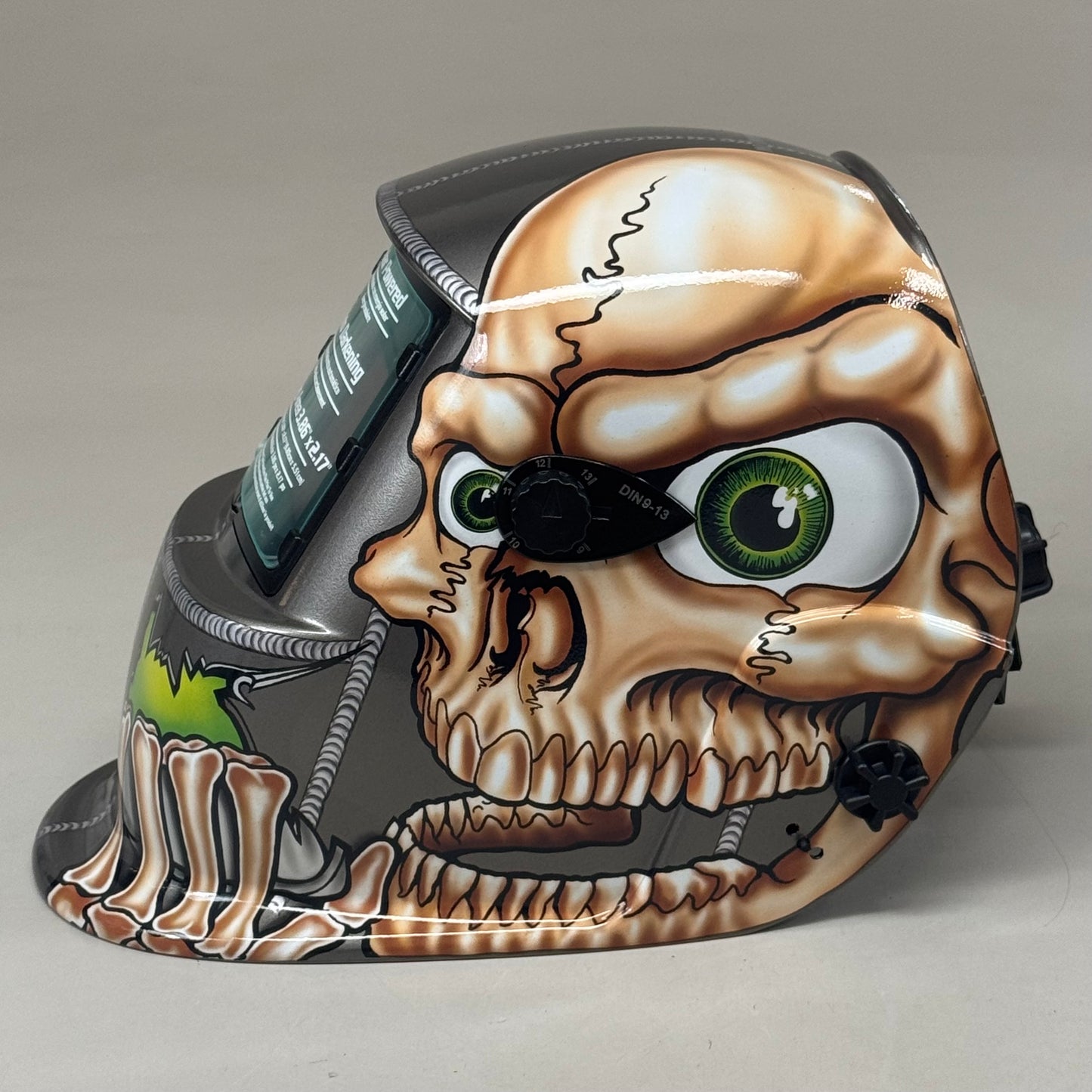 TITAN ShopIron Auto Darkening Welding Helmet 3.86x2.17" View Grey Skeleton 41279