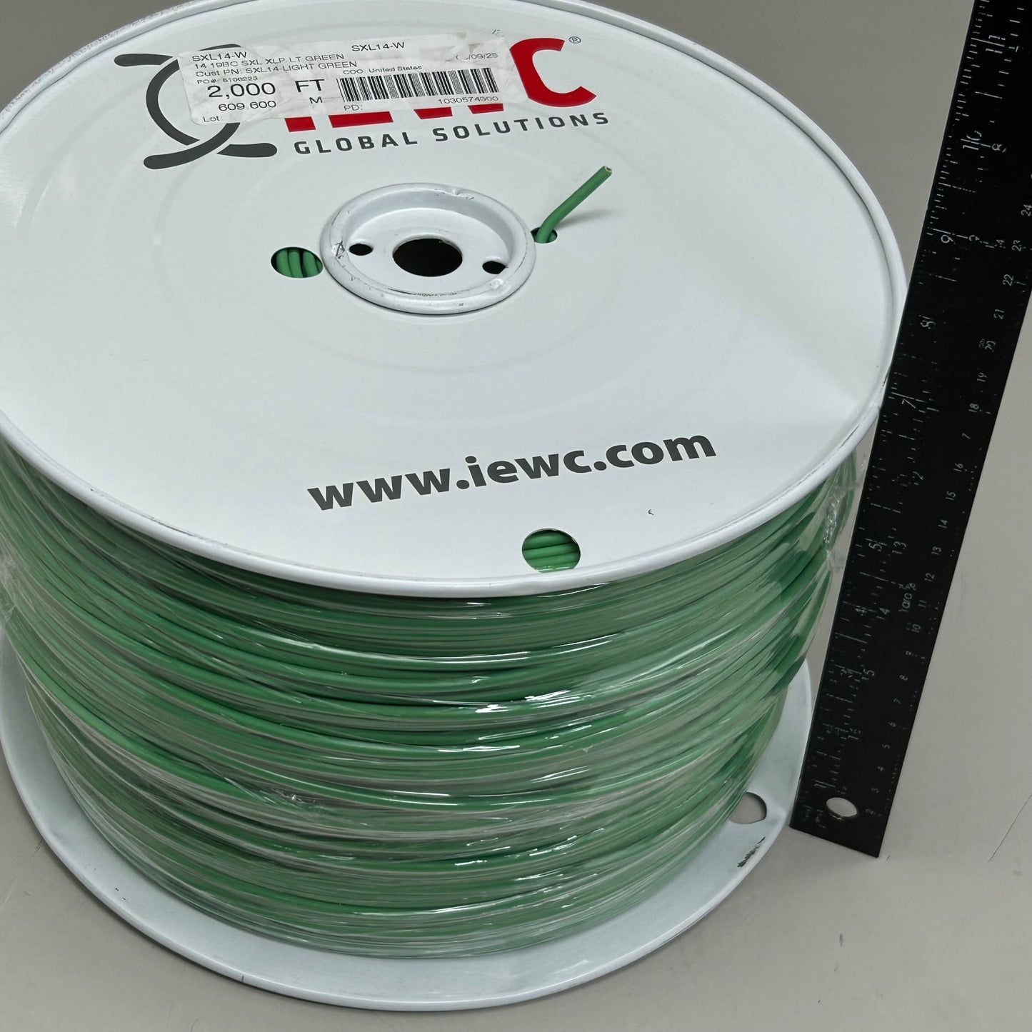 IEWC Stranded Bare Copper Primary Insulated Wire 2,000' (New Other-Slightly Damaged) Light Green SXL14-W