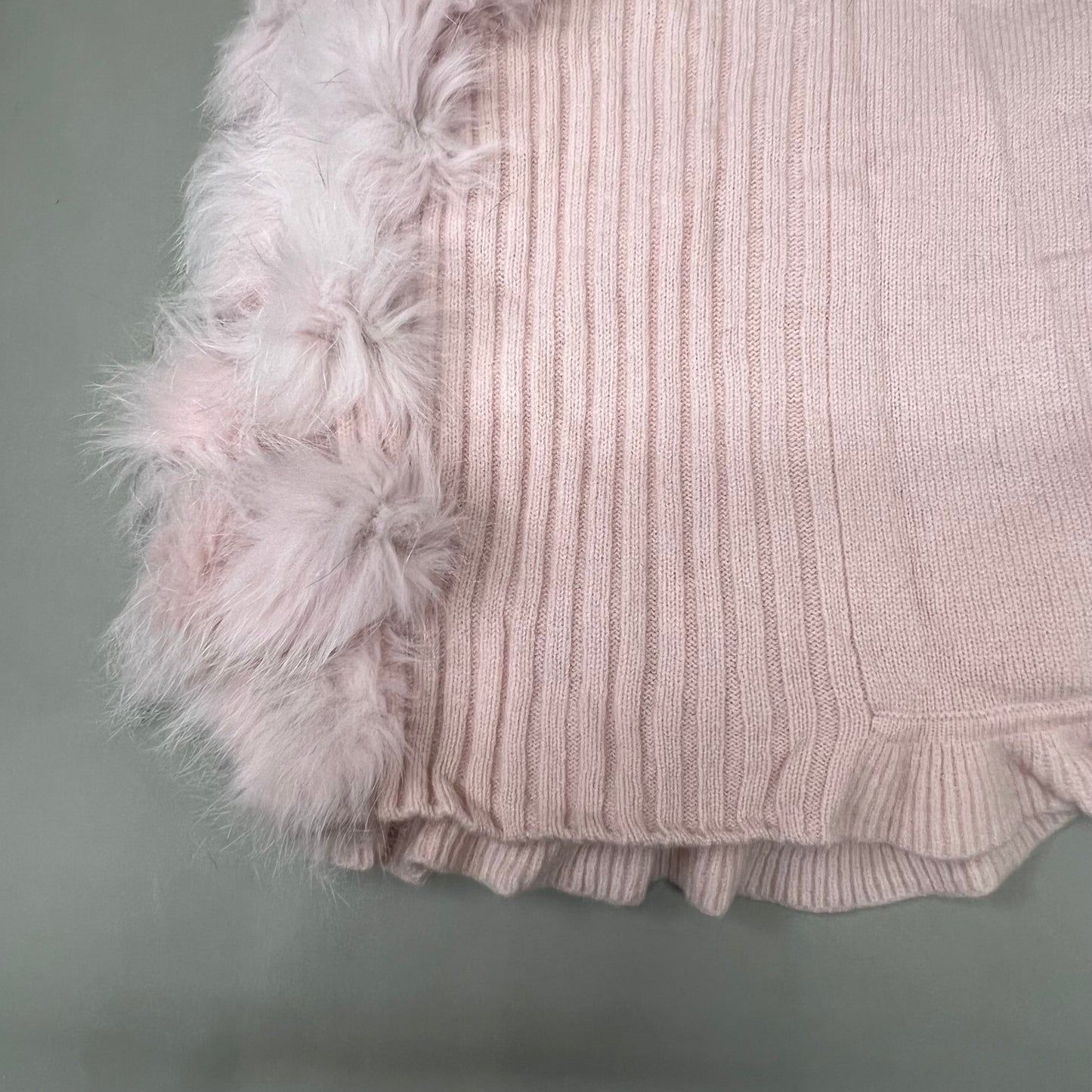 MITCHIES Long Sleeve Knitted Wrap Fox fur Ruffle Wmns SZ S Pink New Other WRIM84