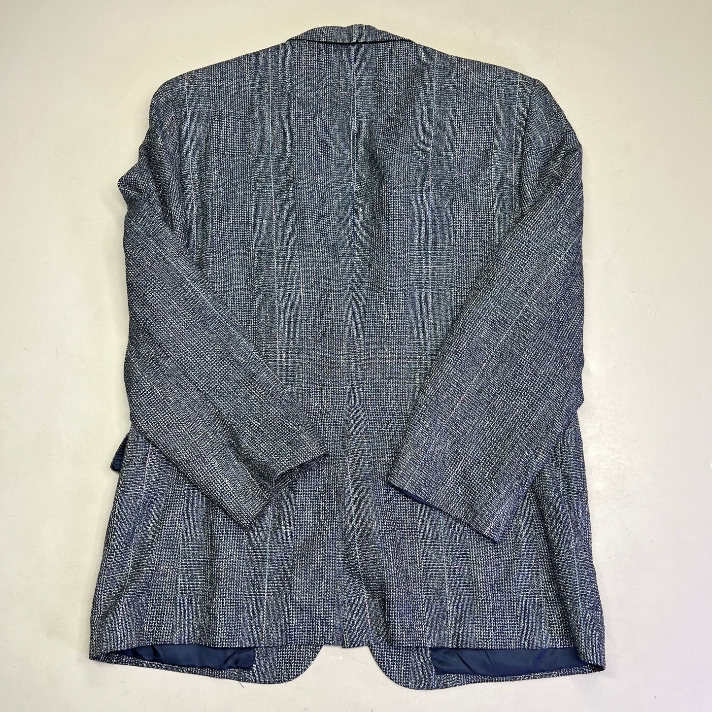 STAFFORD EXECUTIVE 100% Silk Blazer Salt & Pepper  Men's Sz 42R Blue/Black