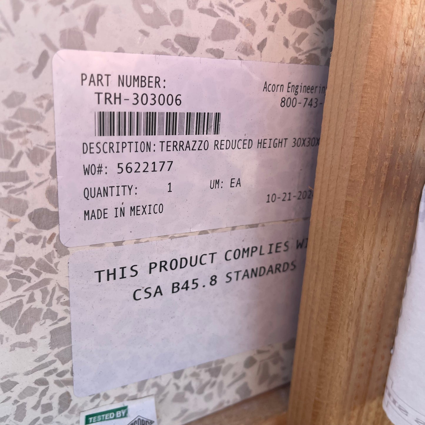 ZA@ Pallet of ACORN ENGINEERING Terrazzo Reduced Height Mop Sink 30”x30”x6” TRH-303006 (AS-IS)