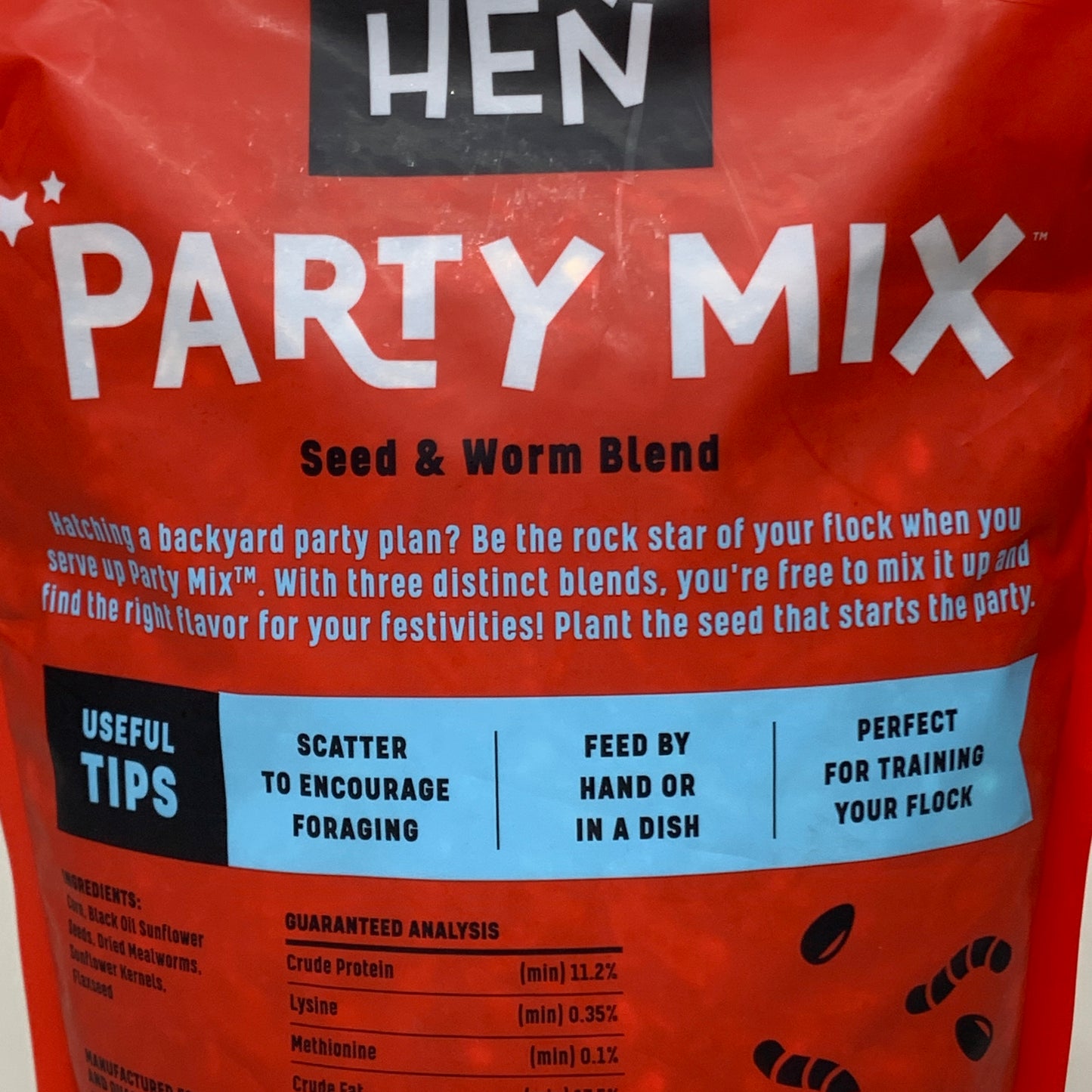 HAPPY HEN (2 PACK) Party Mix Seed & Worm Blend High Protein 2 lbs 855297003261