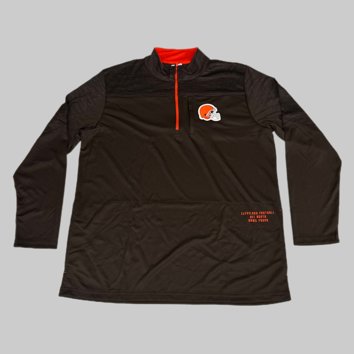 NFL Cleveland Browns Quarter Zip Pullover Shirt Long Sleeve XXL Brown 1802969