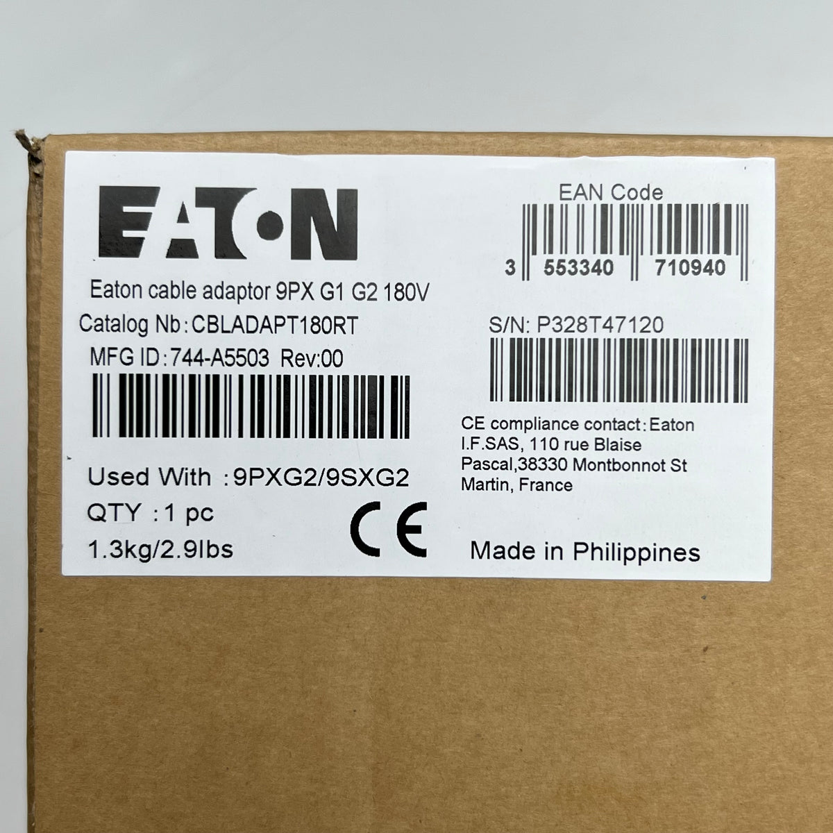 EATON Cable Adaptor 9PX/9SX G1 G2 180V - Black CBLADAPT180RT