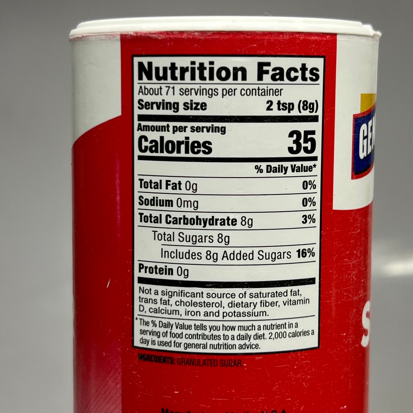 ZA@ GENUINE JOE (3 PACK) Pure Cane Sugar with Reclosable Lid 20 oz 56100