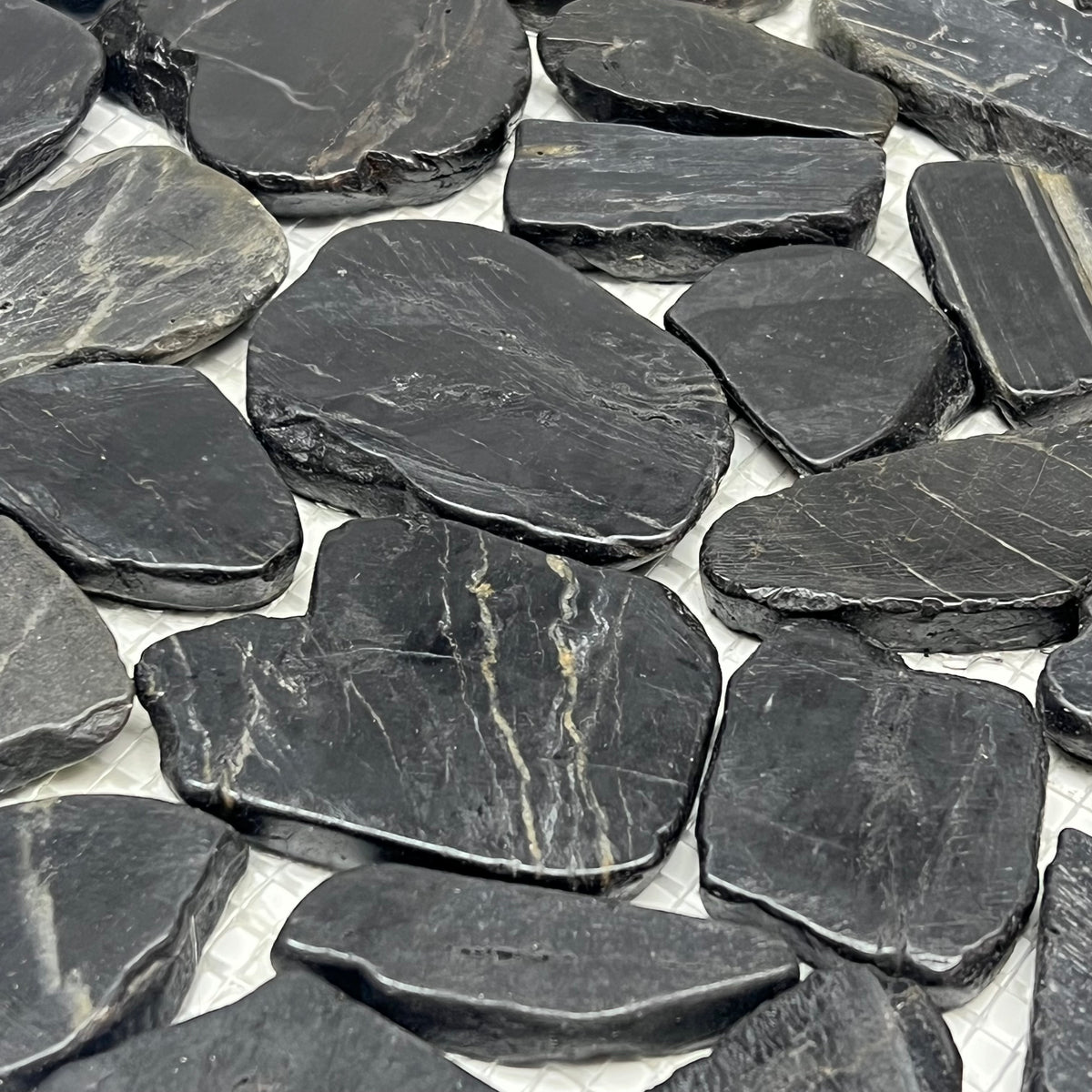 ZA@ (5 PACK) Sliced Pebble Mosaic Tile 12"x12" Black