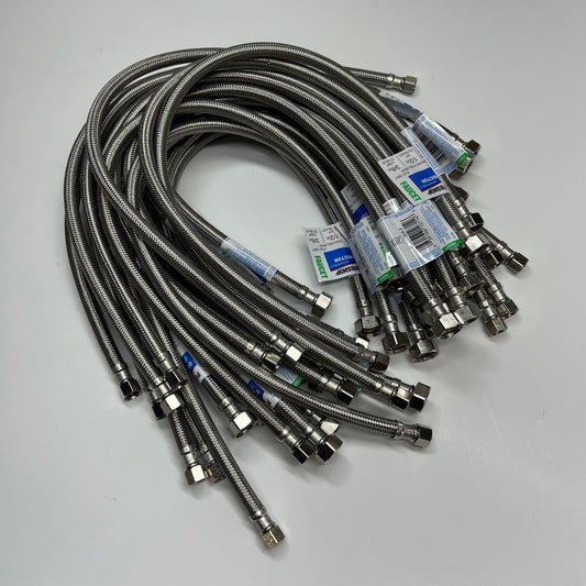 ZA@ PLUMBSHOP (25 PACK) Lav Flex Connector Stainless Steel Braid  30" Length Silver PLS1-30AF