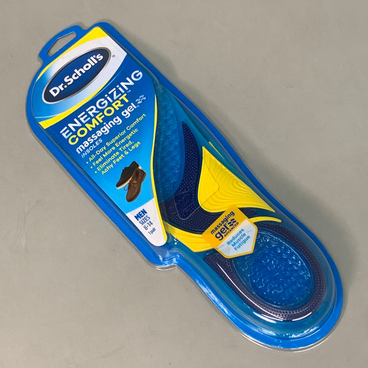 DR. SCHOLL'S Energizing Comfort Massaging Gel Insoles Sz Men's 8-14 Blue C9341 (New)