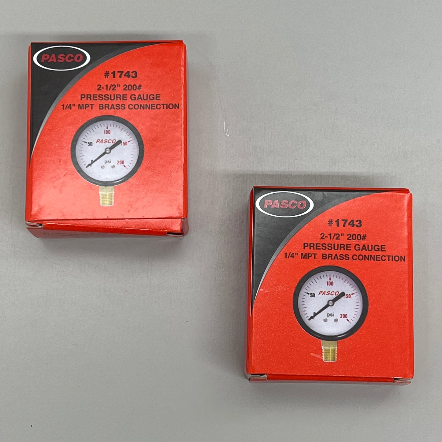 PASCO (2 PACK) 2-1/2" Pressure Gauge 1/4" MPT Brass Connection 200 PSI 1743