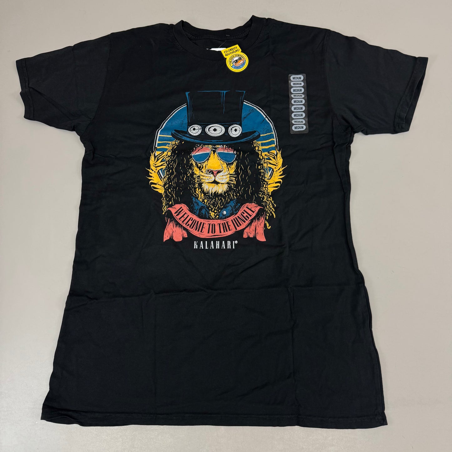 THE DUCK COMPANY Welcome To The Jungle Kalahari T-Shirt Adult Medium Black,Blue,Yellow