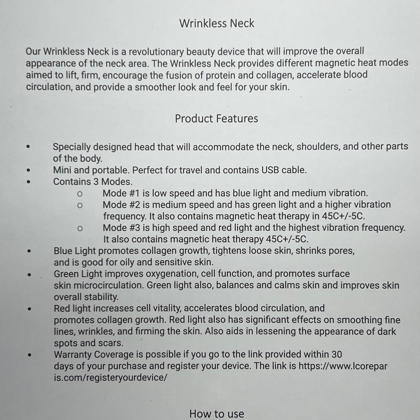 ZA@ L'CORE Wrinkless Neck Innovating Clinical Beauty LED Light Therapy Retail $2000