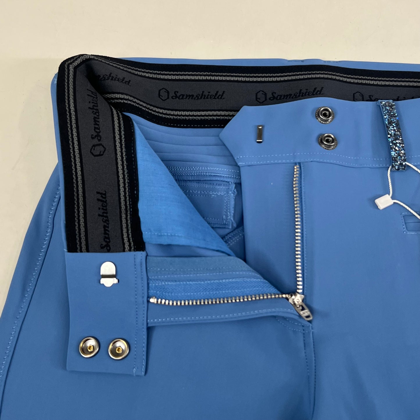 SAMSHIELD Clara Premium Equestrian Pants Women's Sz US 26, UK 8, FR 36 Washed Blue