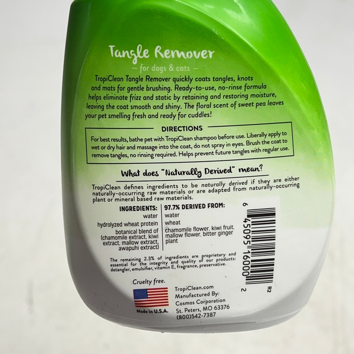 TROPICLEAN (2 PACK) Sweet Pea Scent Tangle Remover for Gentle Brushing 16 fl oz
