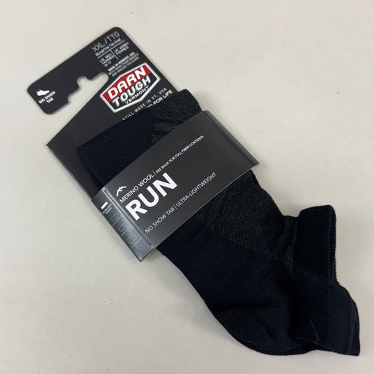 DARN TOUGH Running Socks No Show Tab Lightweight Merino Wool Men SZ XXL 15-17 Black