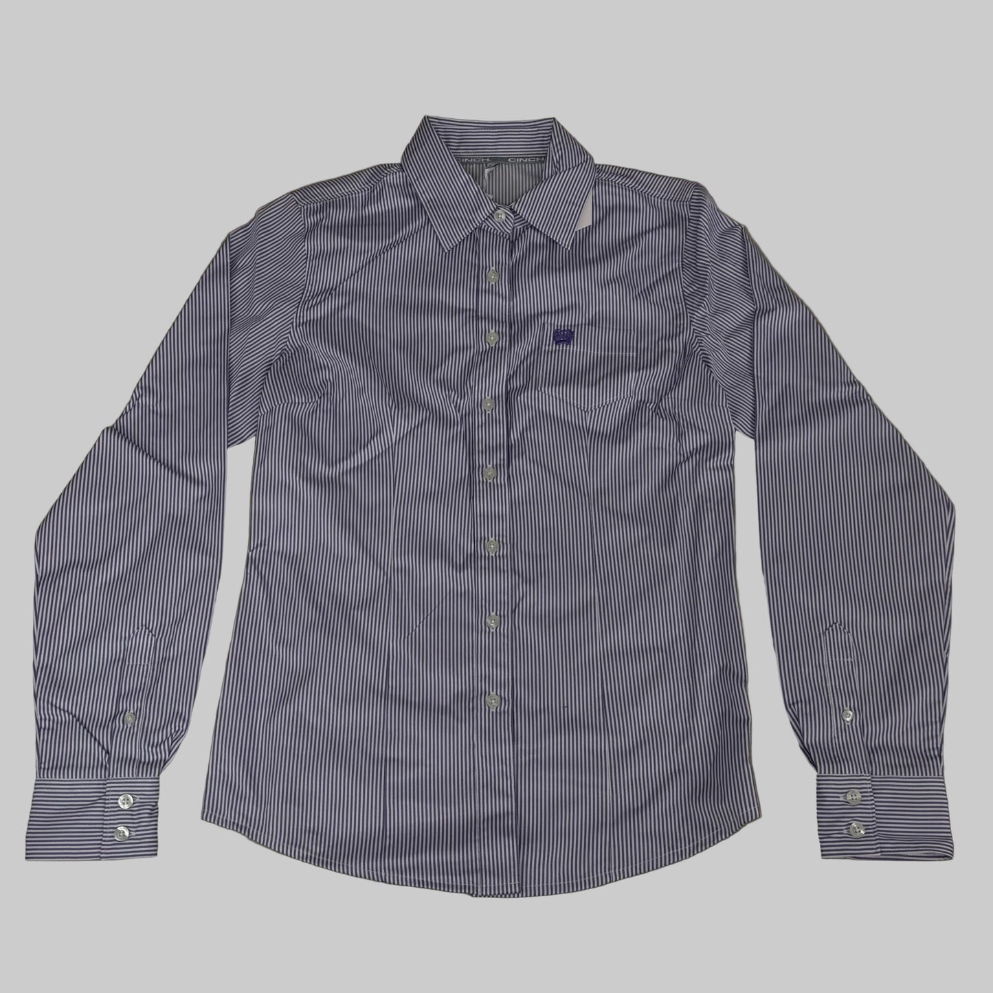 CINCH Long Sleeve & Shirt Tail Stripe Button Down Top Women's SZ M Purple MSW9164087