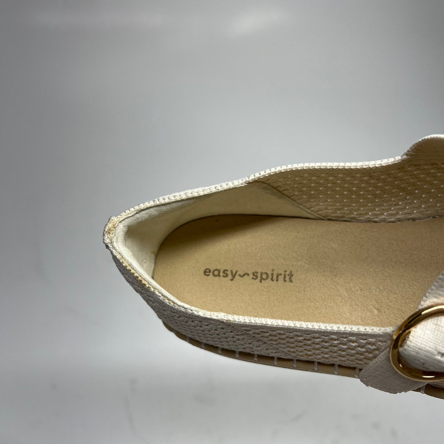 EASY SPIRIT Francene Knit Mary Jane Espadrille Flats Womens Sz 8.5M Ivory (As-Is)