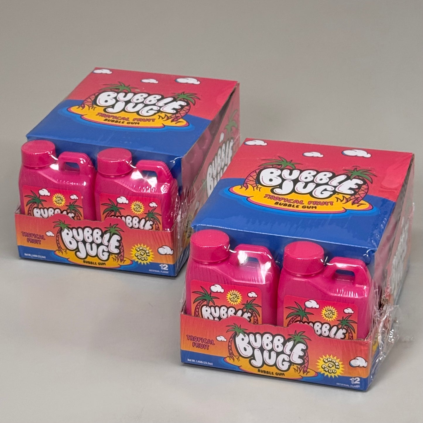 ICONIC CANDY (24 PACK) Bubble Jug Tropical Fruit Gum Shake & Chug 1.9o