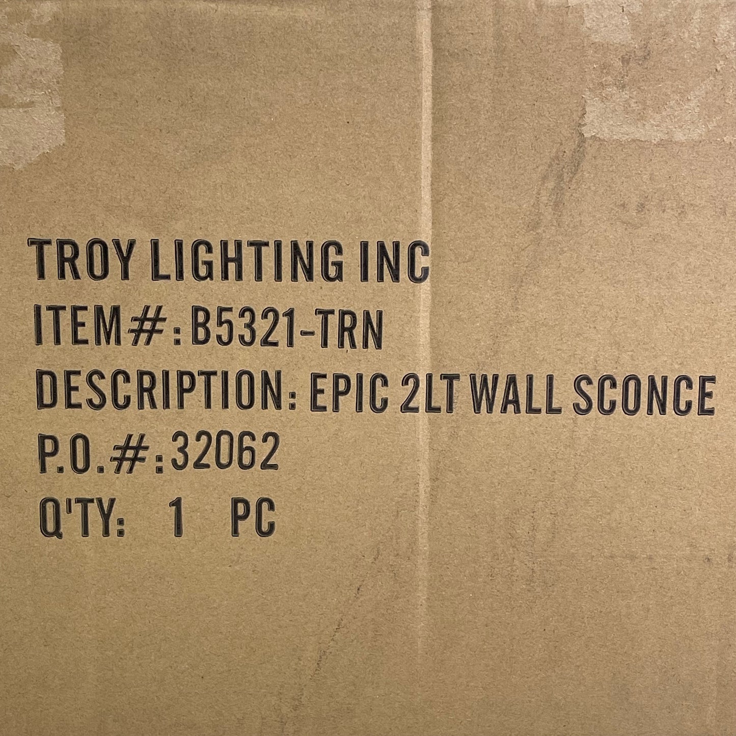 TROY LIGHTING Epic Two Light Wall Sconce 10" x 10" x 16"  Forged Iron B5321-TRN