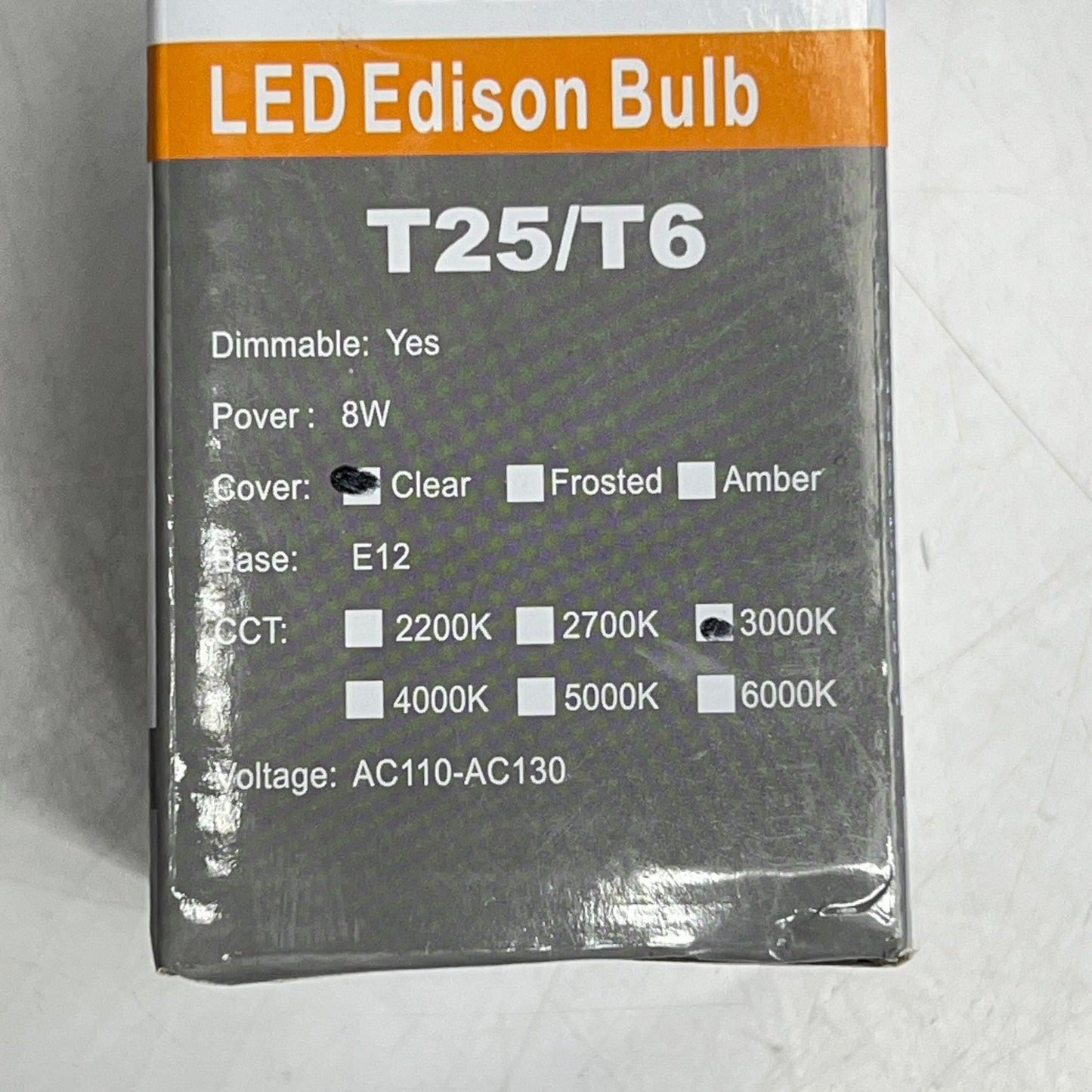 LEOOLS (6 PACK) Dimmable Led Edison Candelabra Bulb E12 3000K Clear/Soft White