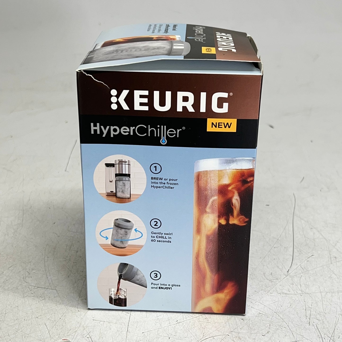 KEURIG Hyper Chiller Beverage Cooler Makes Iced Coffee Instantly 12.5 oz Grey