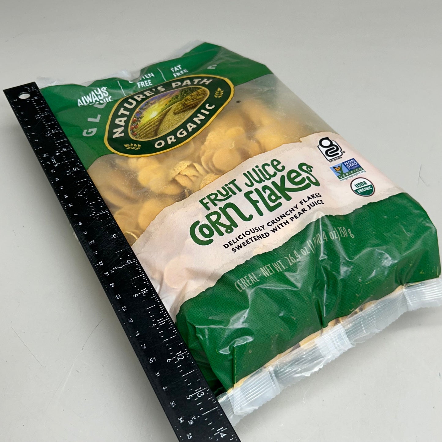 ZA@ NATURE'S PATH  Organic Fruit Juice Sweetened Corn Flakes Cereal 26.4oz BB 08/26 E