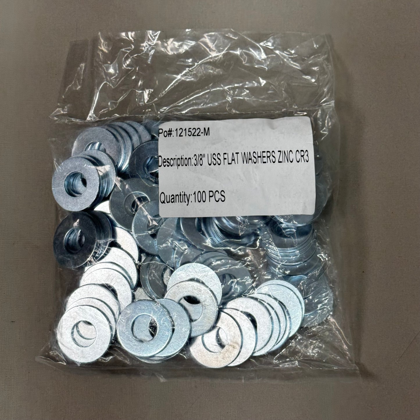 PHD MANUFACTURING (500 PEICE) 3/8" USS Flat Washers Low Carbon Zinc CR3 121522-M