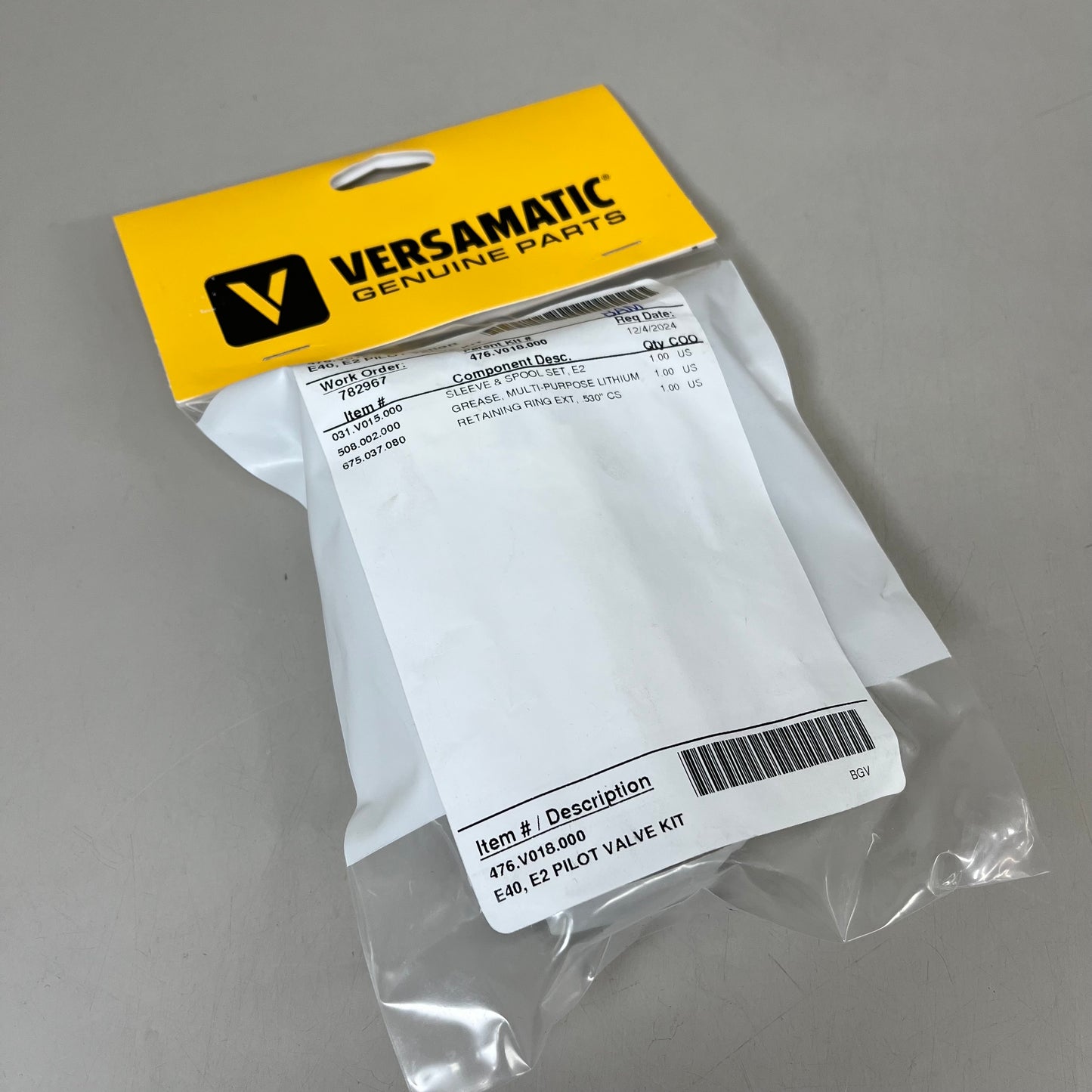 VERSAMATIC E40, E2 Pilot Valve Kit Includes 031.V015.000 508.002.000 675.037.080