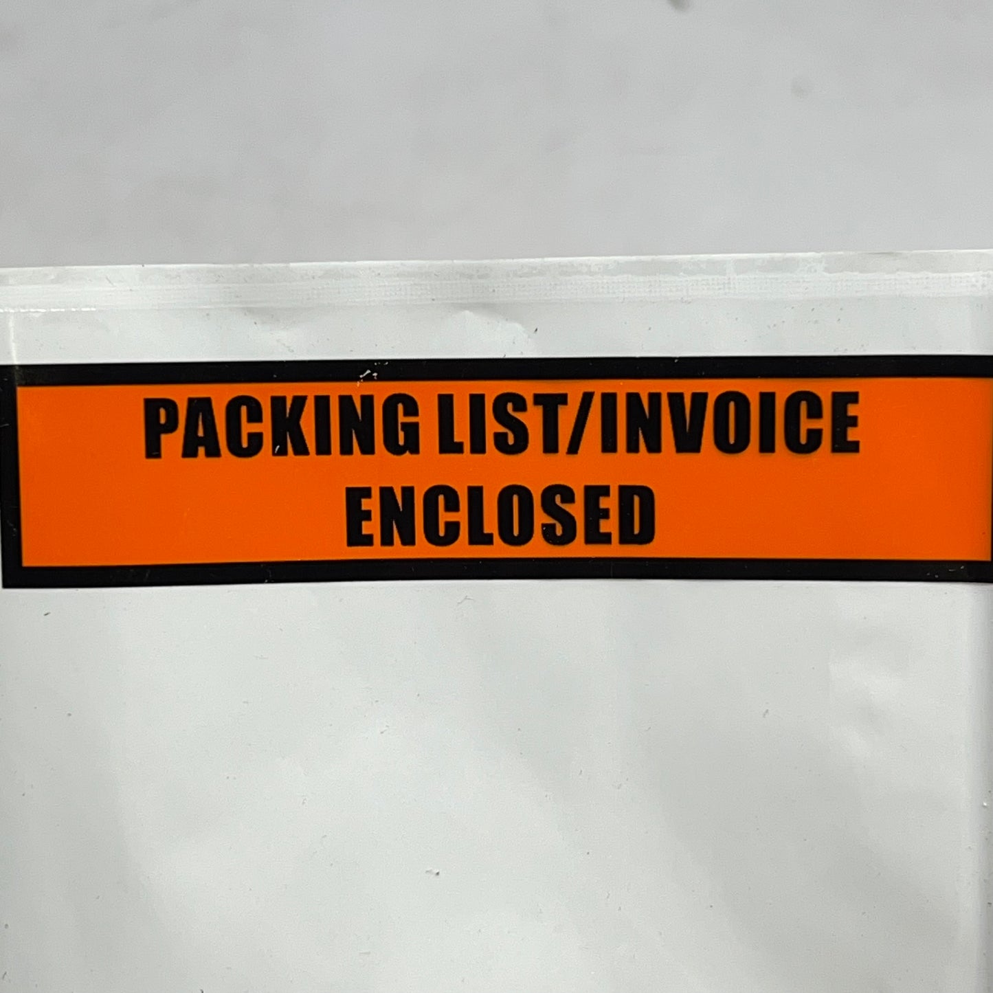 ZA@ SHORR EXPRESS  (1000 PACK) "packing List/invoice Enclosed Plastic Slips  4.5"x5.65" Clear/Orange