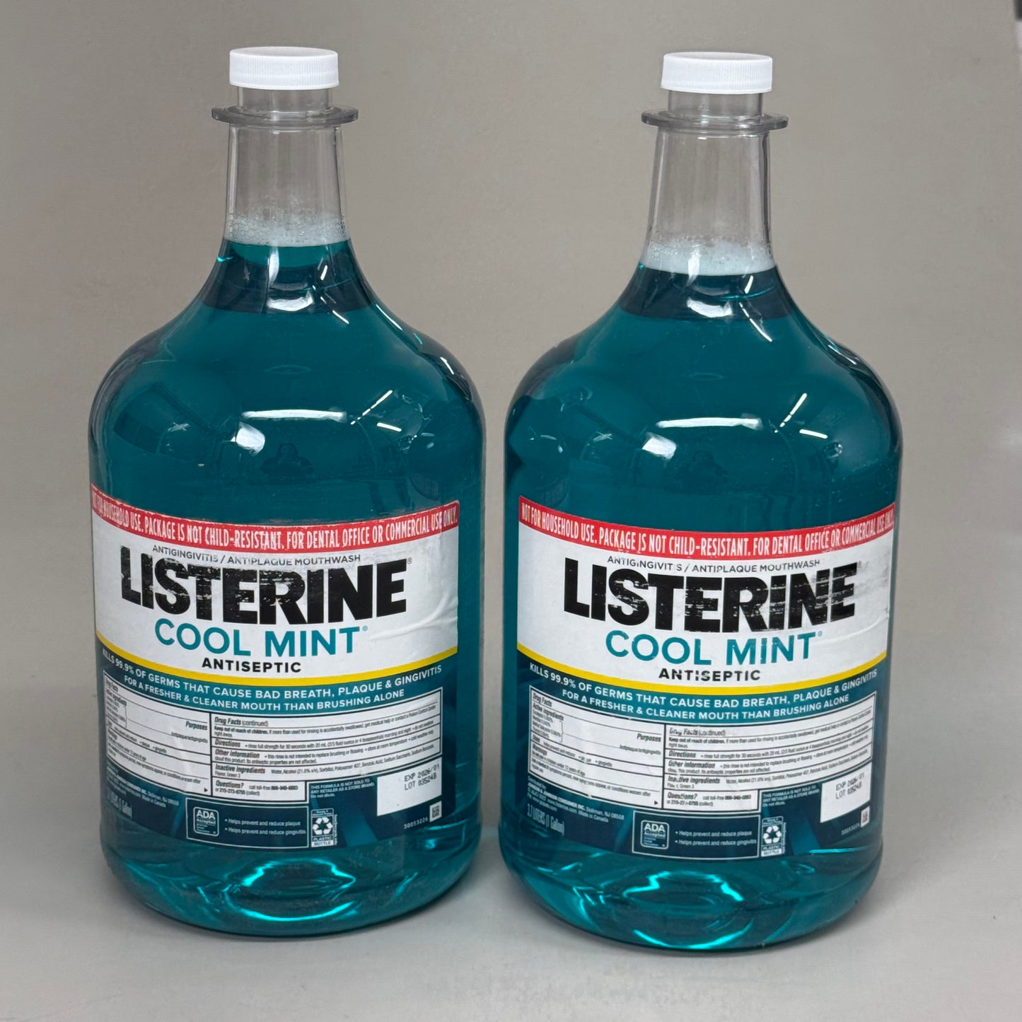 COOL MINT Antiseptic Mouthwash (2 pack) - 1 Gallon Bottles and Pump