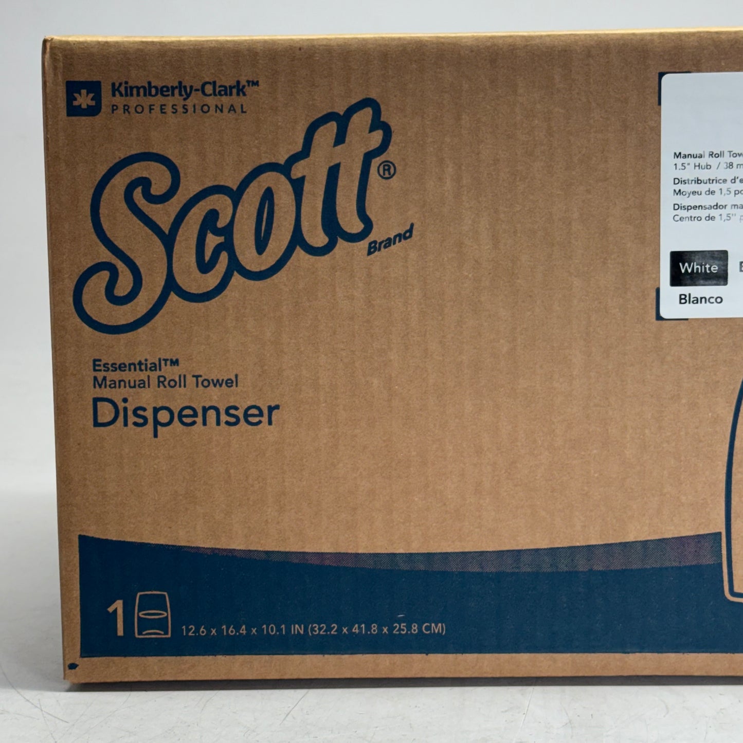 SCOTT Essential Manual Hard Roll Towel Dispenser Sz 12.6" x 16.4" x 10.1", White 46254