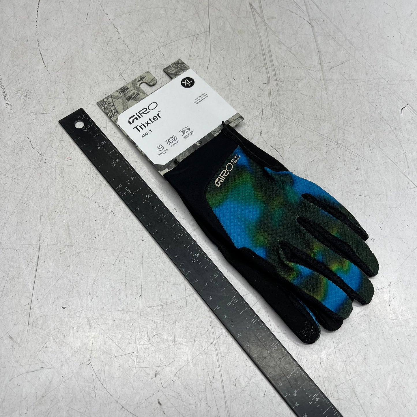 GIRO Trixter Glove Lightweight Instachill Fabric Unisex Sz XL Frequency Blue 7200373