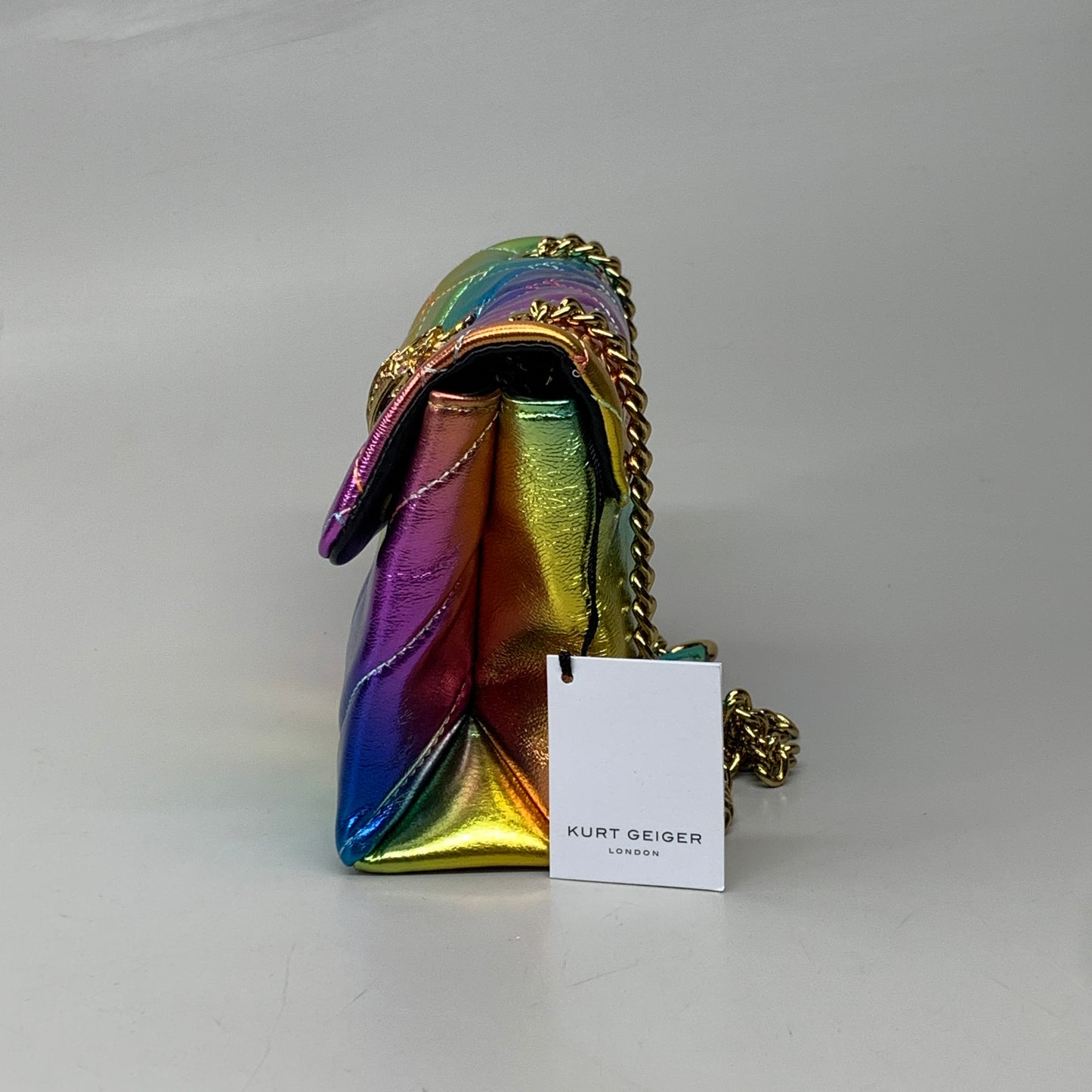 KURT GEIGER Kensington Leather Rainbow Day Bag 8" x 6" Rainbow 9796969109 New