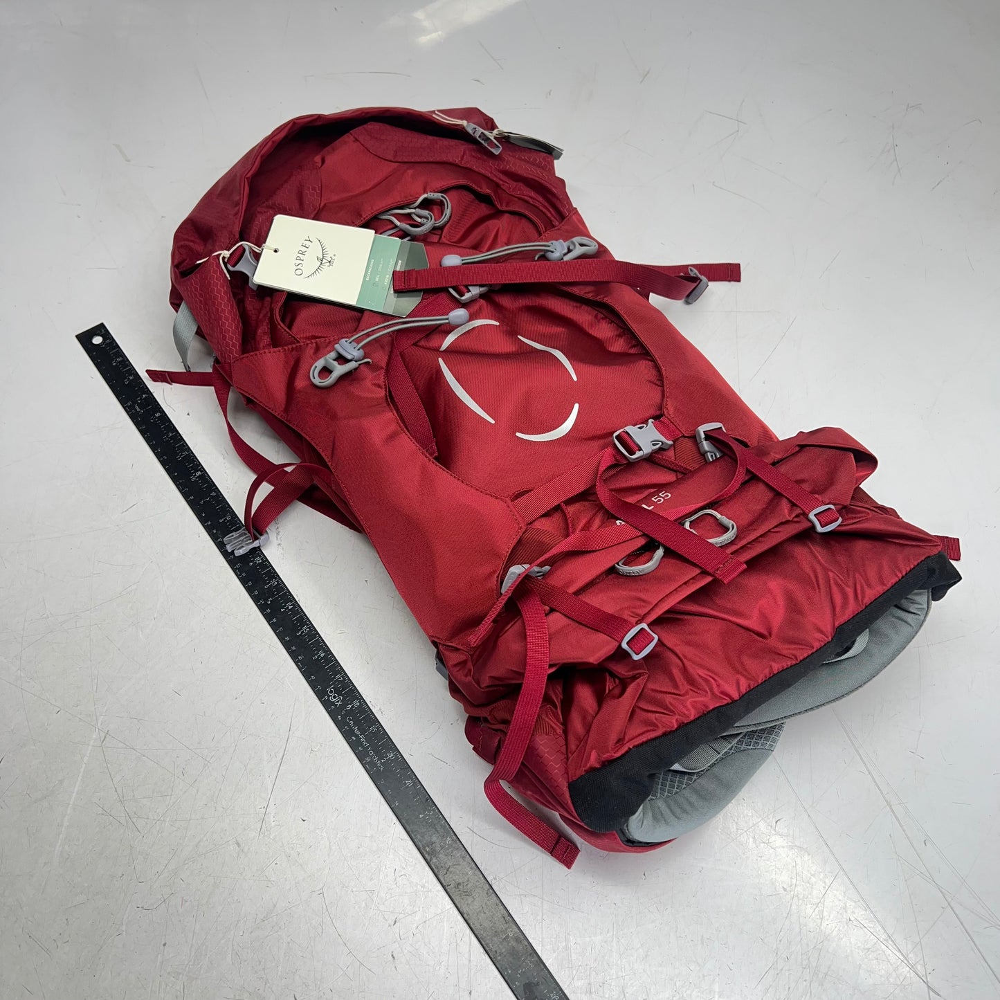 OSPREY Ariel 55L Pack Custom Fit Women's Sz L Torso Adjust Claret Red 10002887