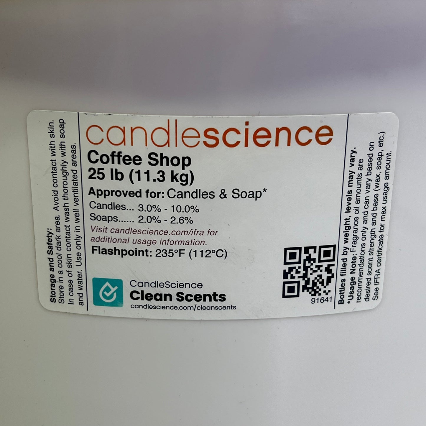 CANDLE SCIENCE Clean Scents Fragrance Oil For Candles & Soaps 25 lbs Pail 94641