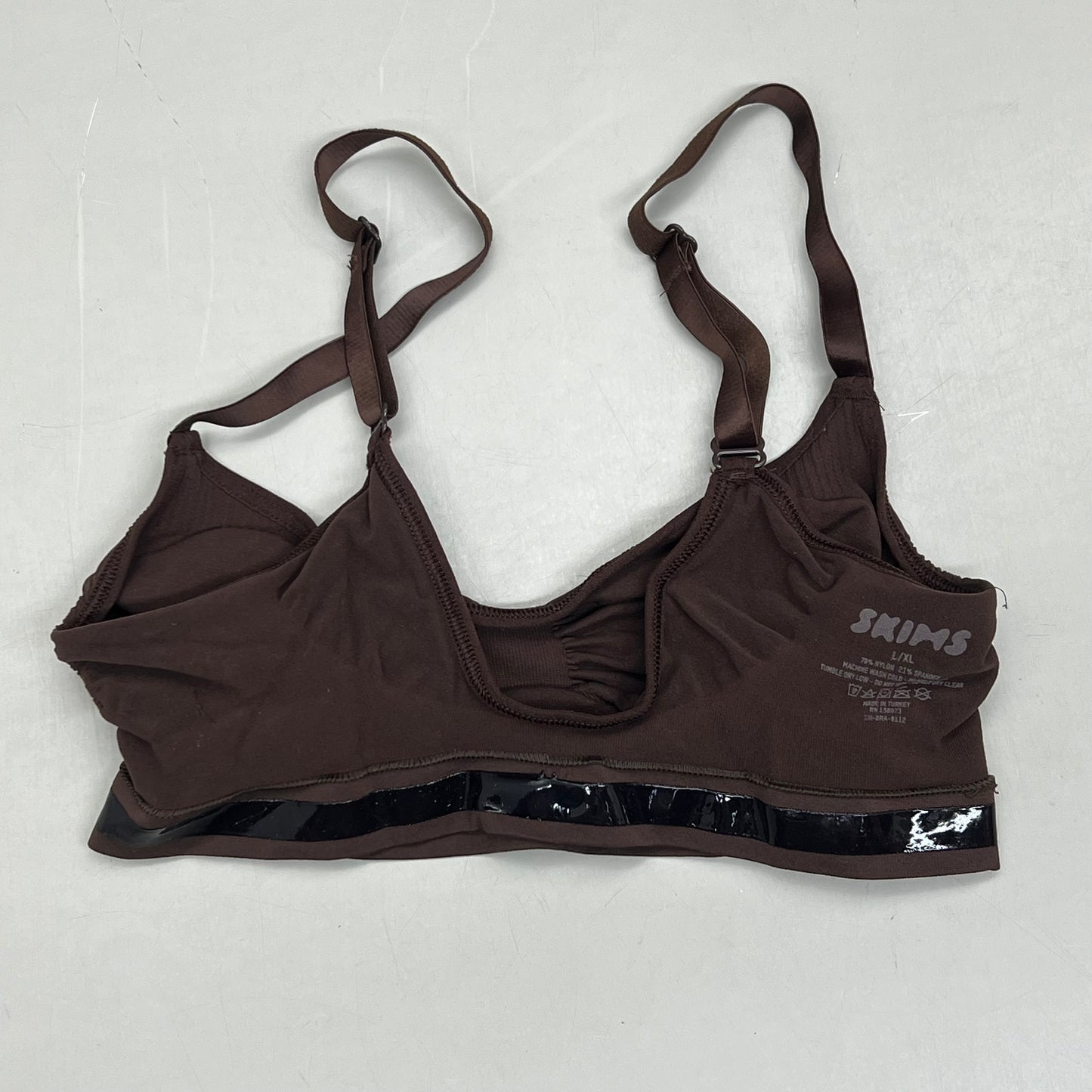 SKIMS Strong Support Seamless Sculpt Bralette Pique Stitching Women's Sz L Cocoa