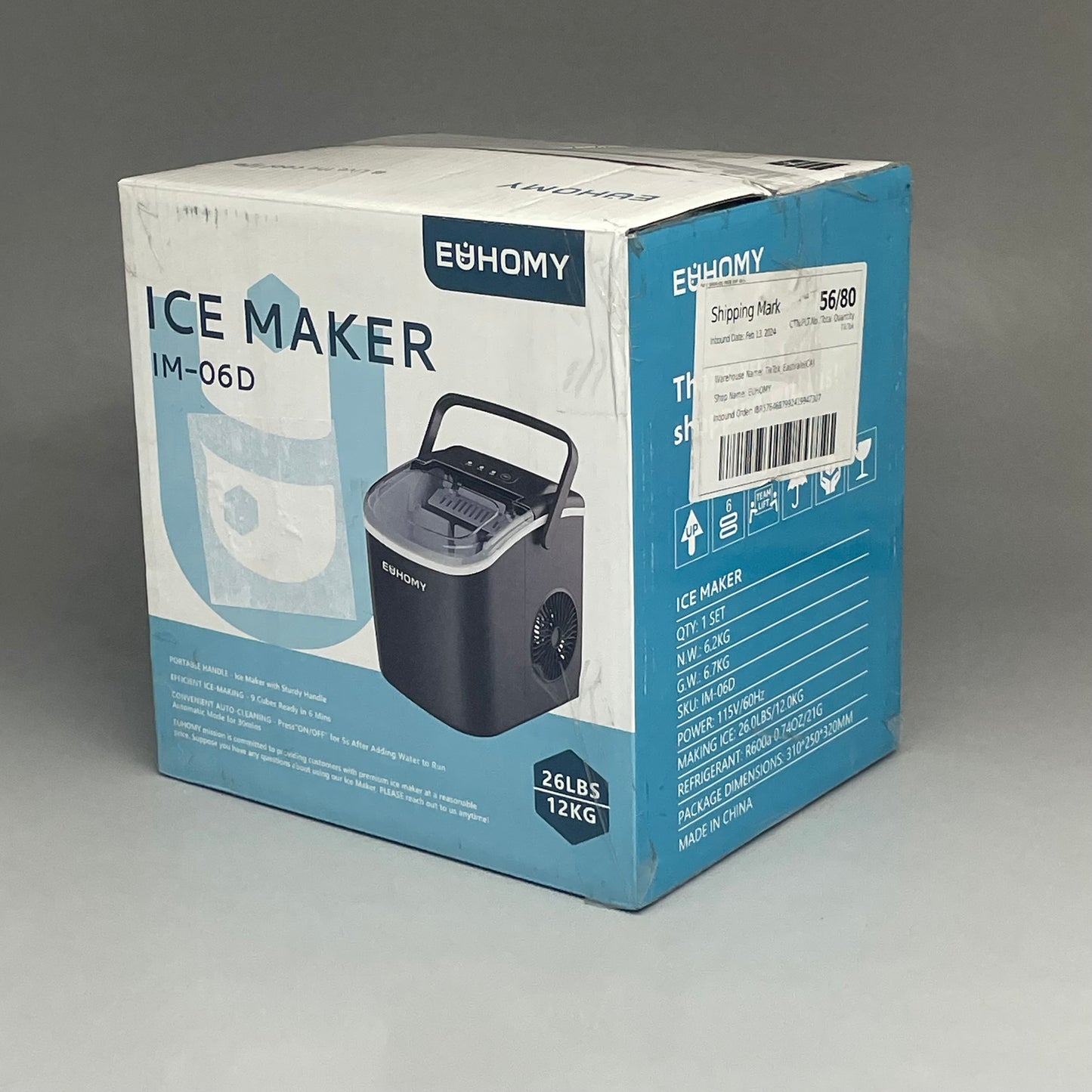 EUHOMY Counter Top Ice Making Machine With Handles 115v IM-06D