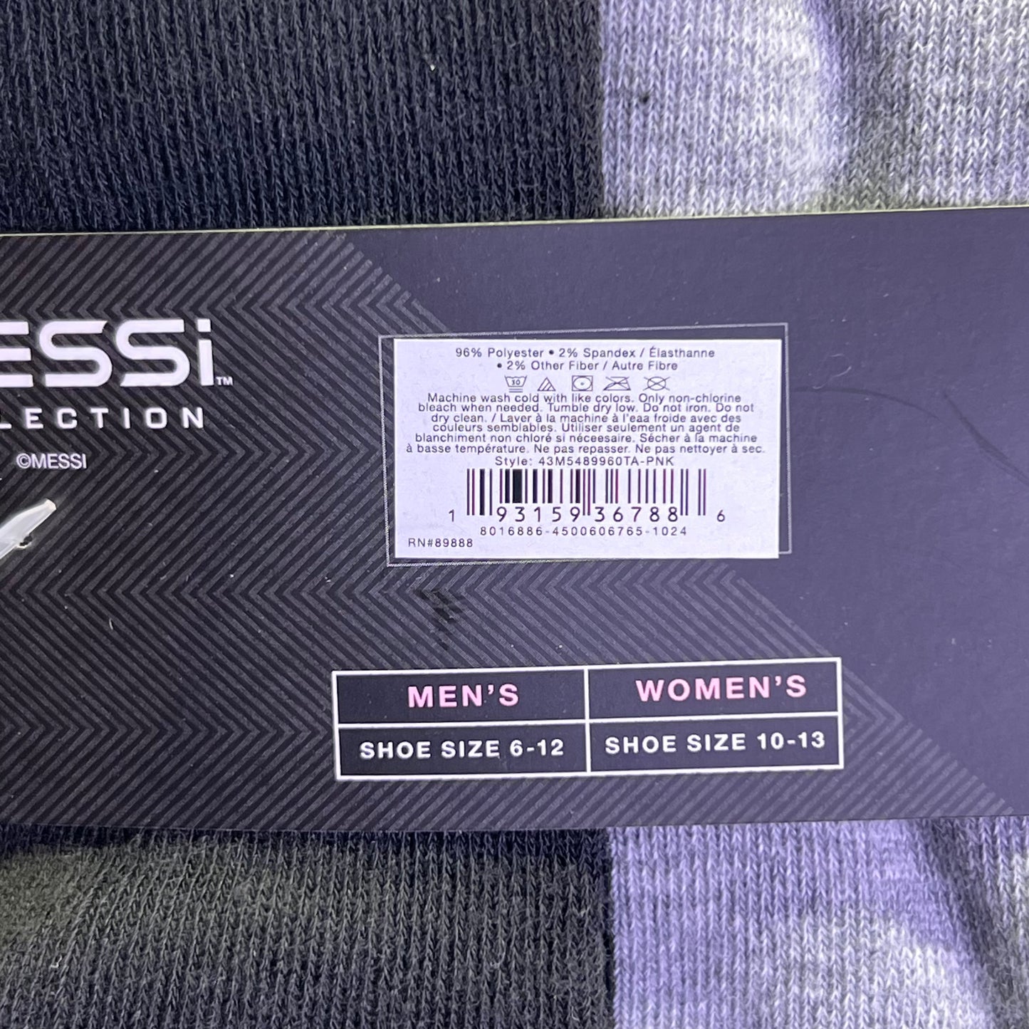 MESSI COLLECTION (6 PAIR) Socks Cushioned Quarters Men's Sz 6-12, Pink & Black