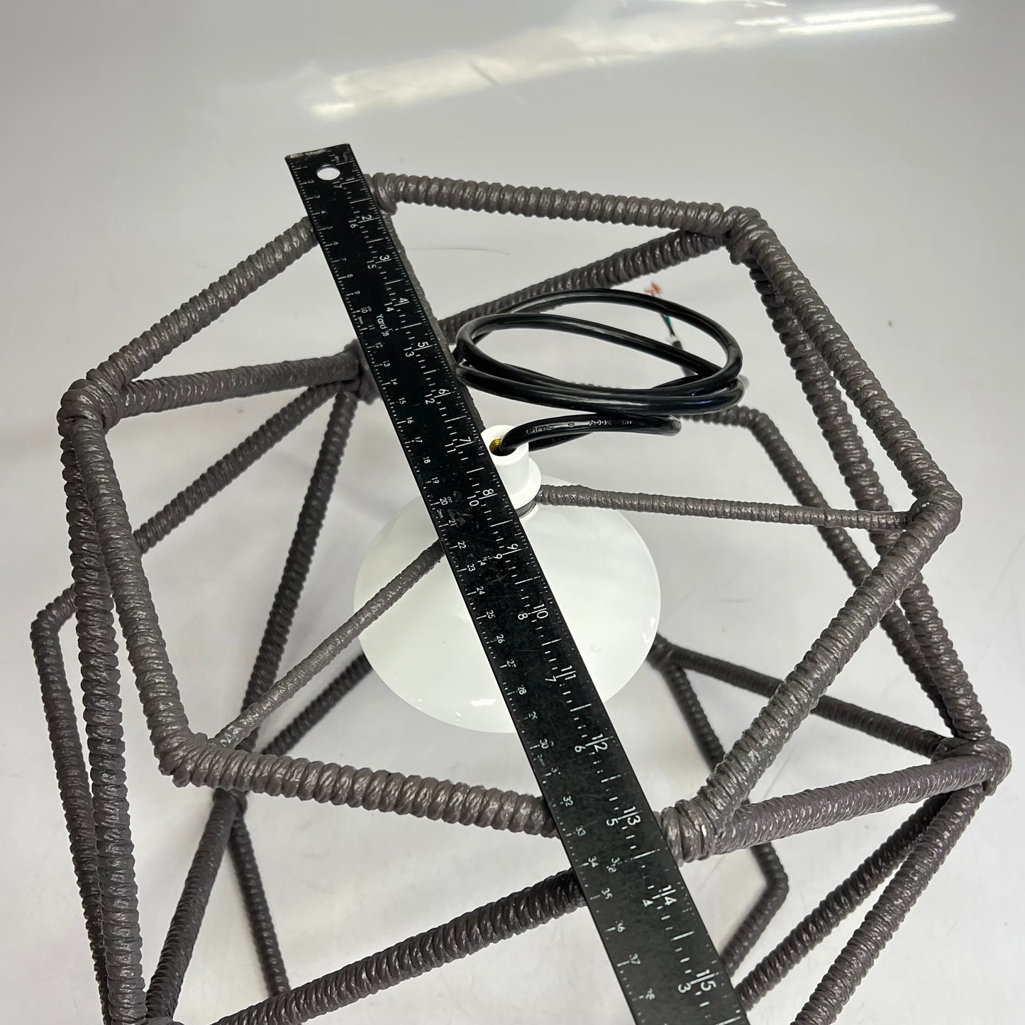 Corded String Pendant Hanging Light Fixture & Hardware 17"x15"x15" Grey