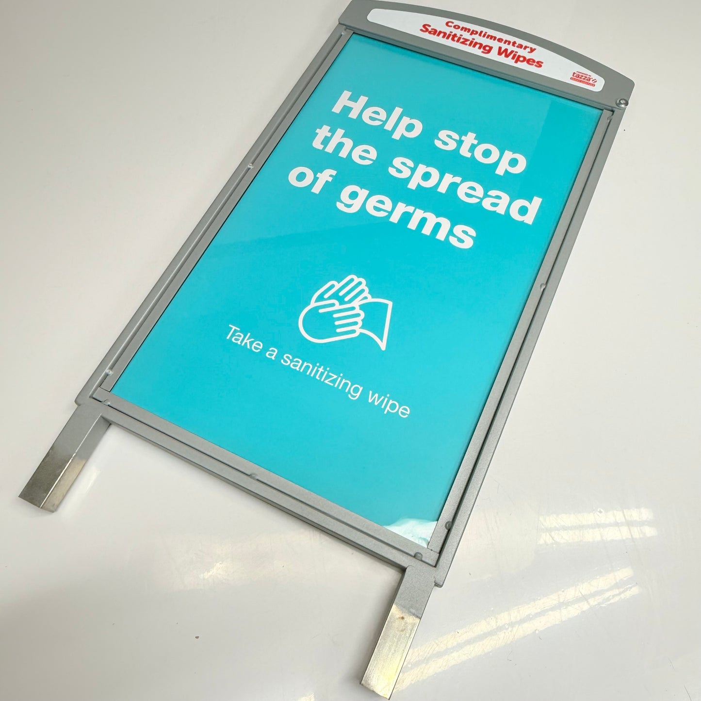 ZA@ TAZZA (3 PACK) Sign For Free Sanitizer Wipes 27in x 12in  Blue / White