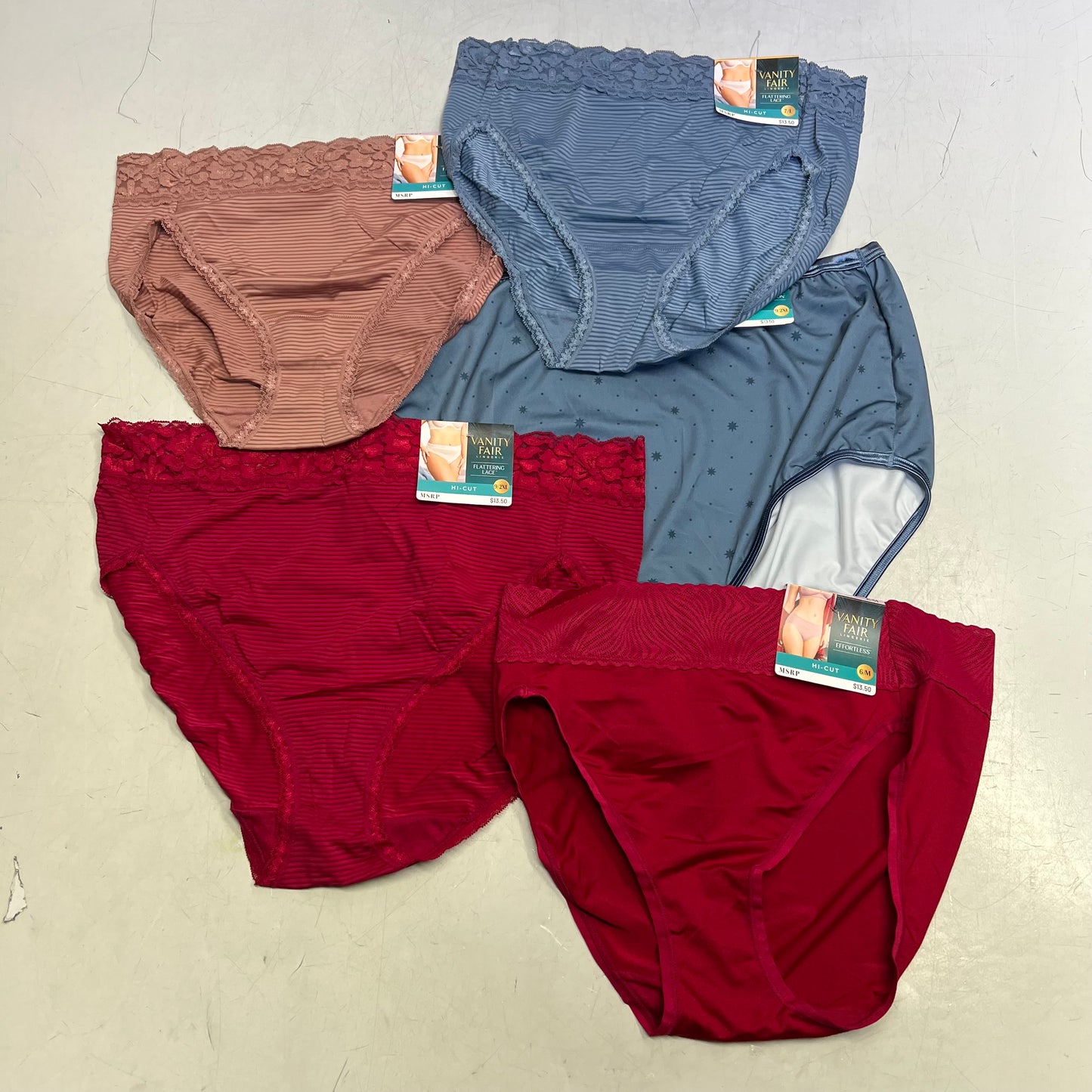 ZA@ VANITIY FAIR Lot Of Assorted Underwear W/ Lace Waistband Women's Variety Sz  Multicolor