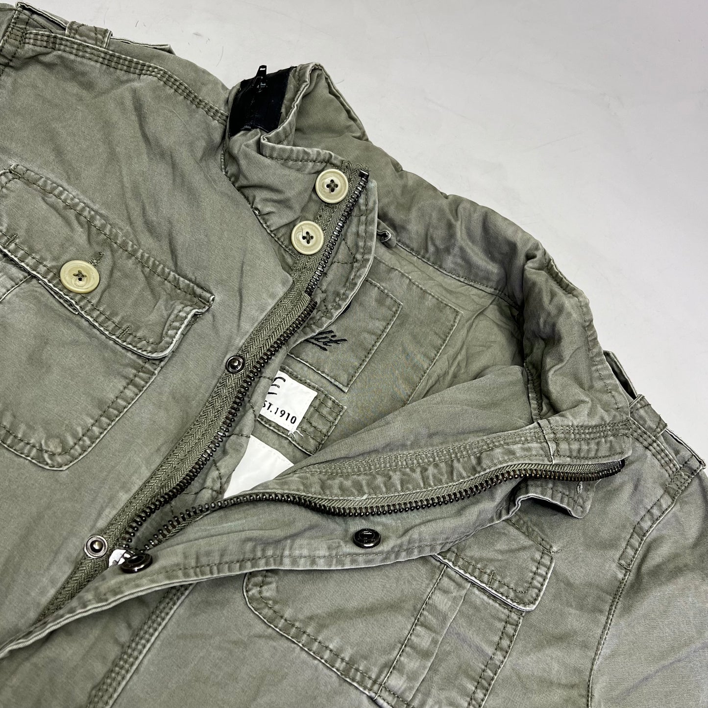 BRANDIT Military Jacket Vintage Cotton Inside & Out Men's Sz M Vintage Green