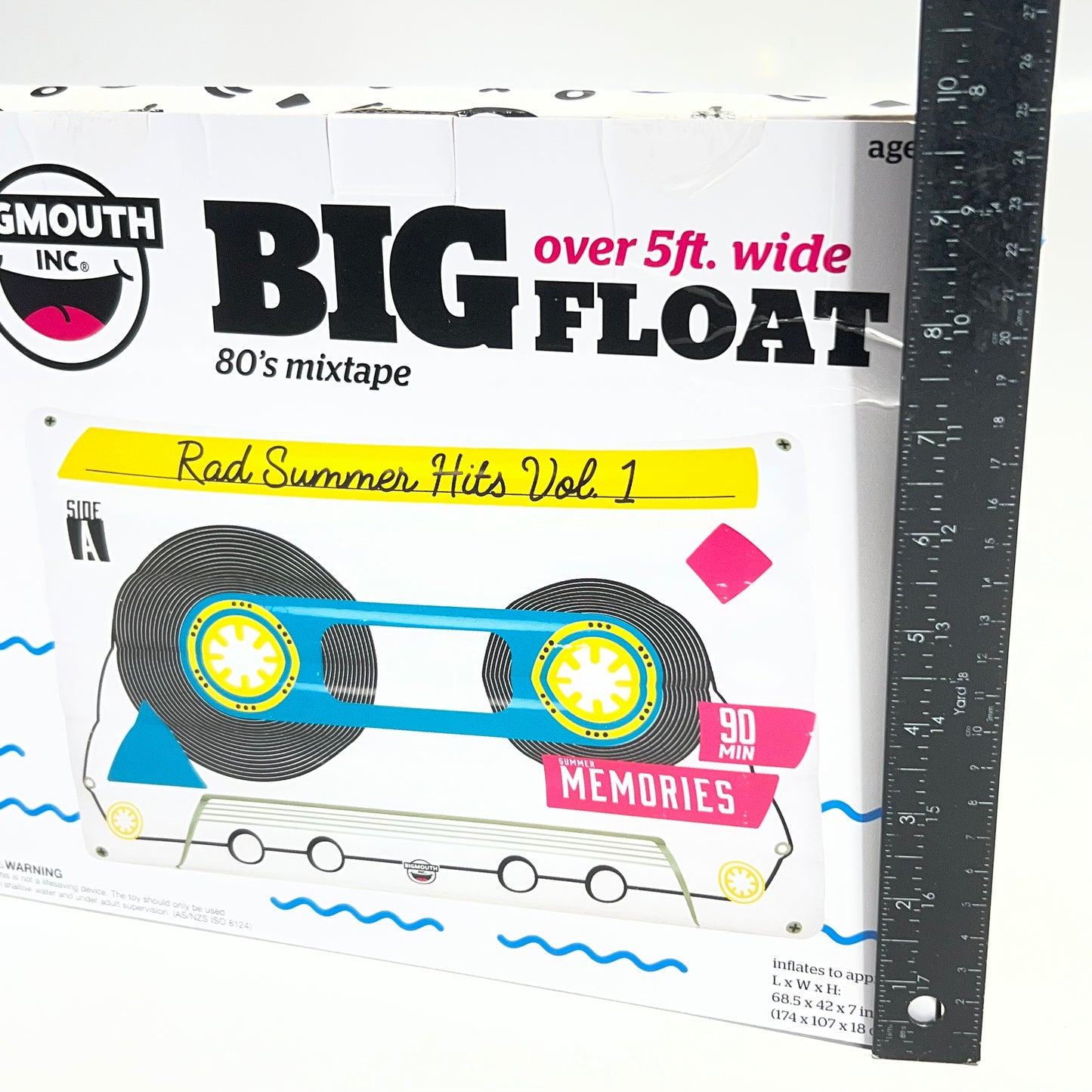 BIGMOUTH Inflatable Tape Cassette Float 68.5" x 42" x 7" White BMPF-0151