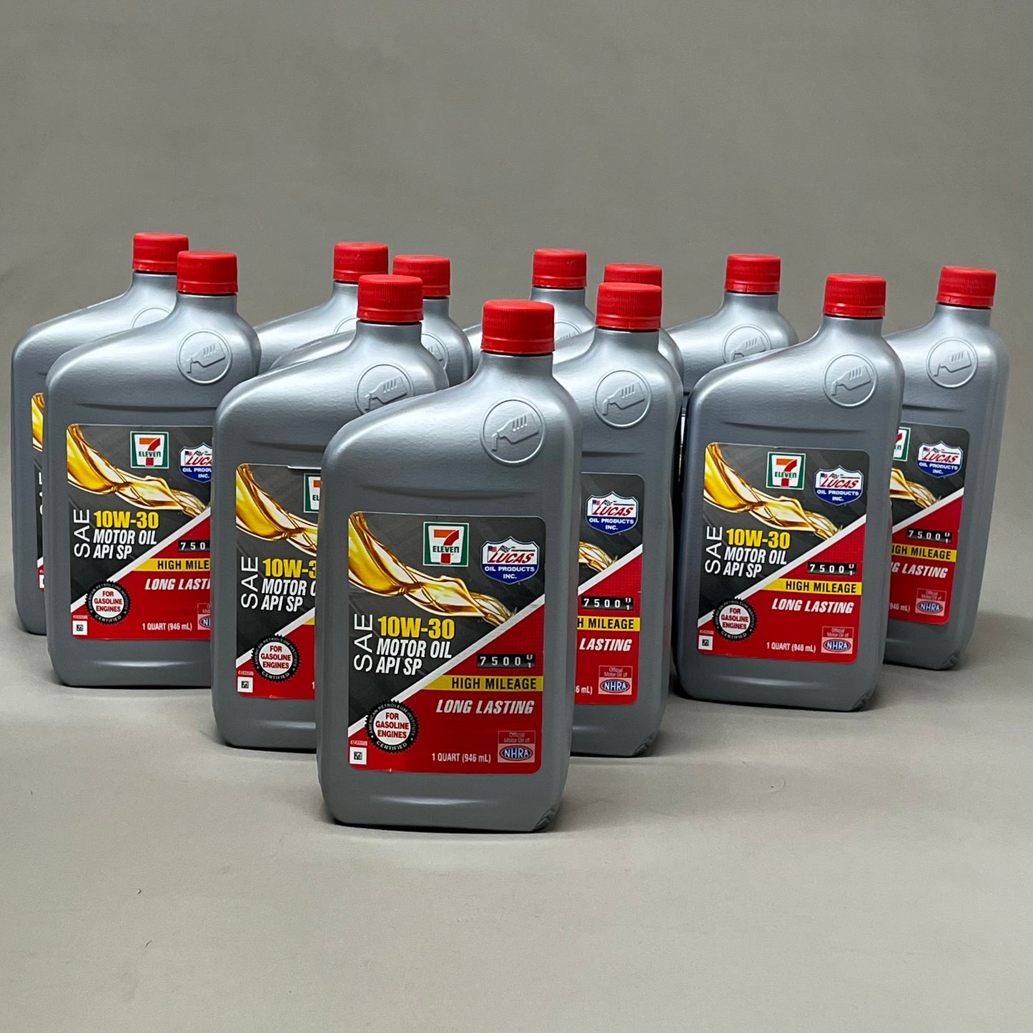 ZA@ 7 ELEVEN (12 PACK, 1 QUART EACH) 10W-30 Motor Oil API SP High Mileage Long Lasting