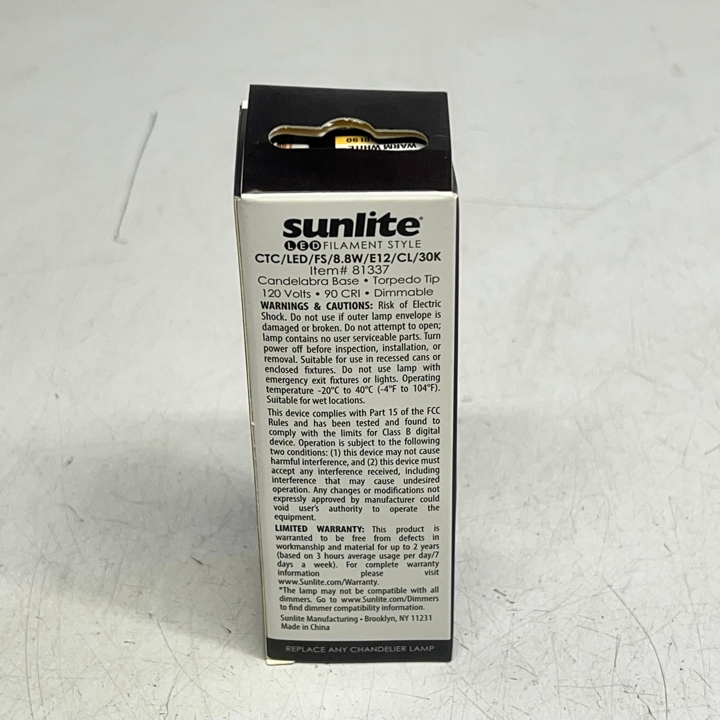 SUNLITE (4 PACK) Filament Light Bulb Chandelier 120 V E12 Warm White 81337