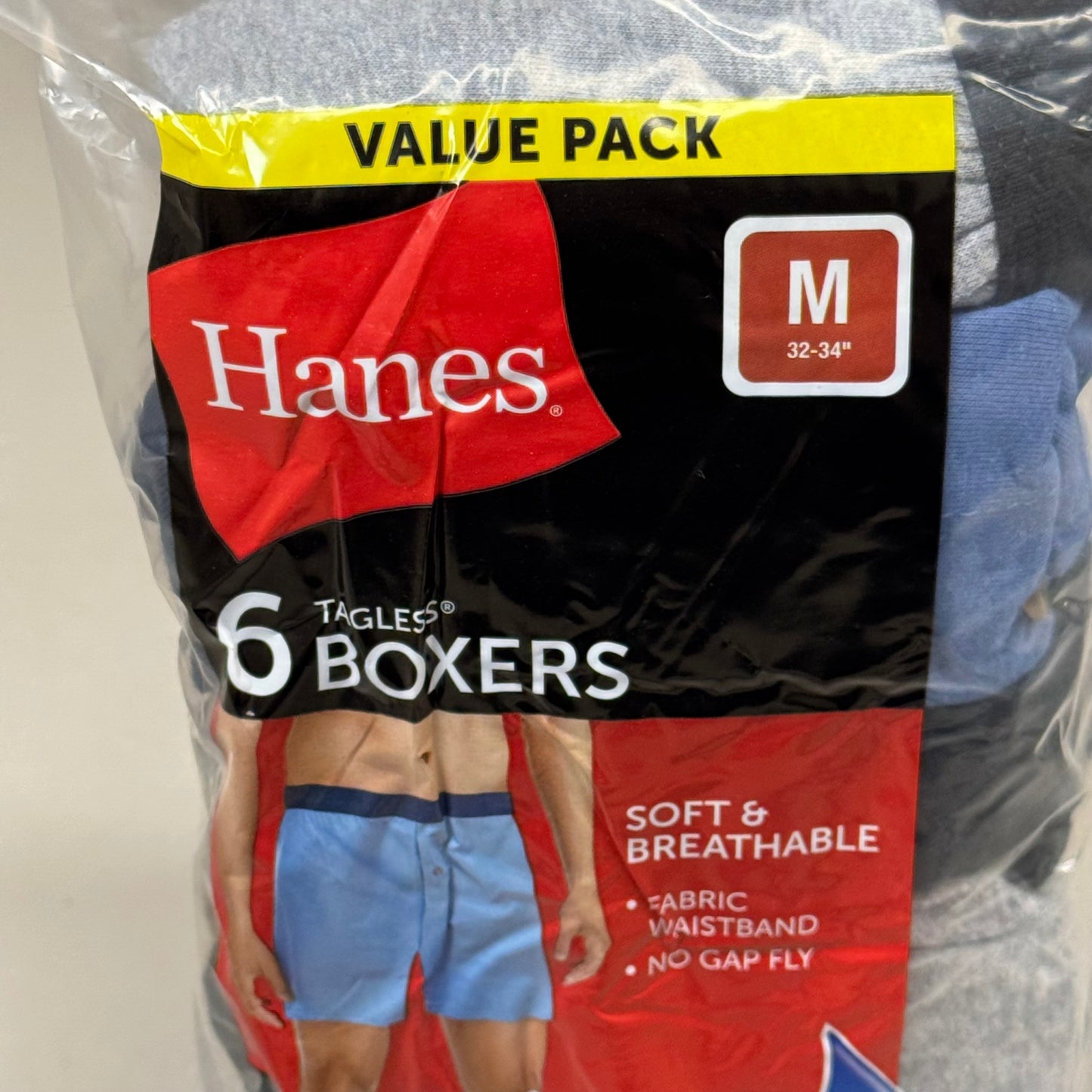 HANES (6 PACK!) Men's Boxer Briefs Sz M 32-34" Black/Blue/Grey MKCB06