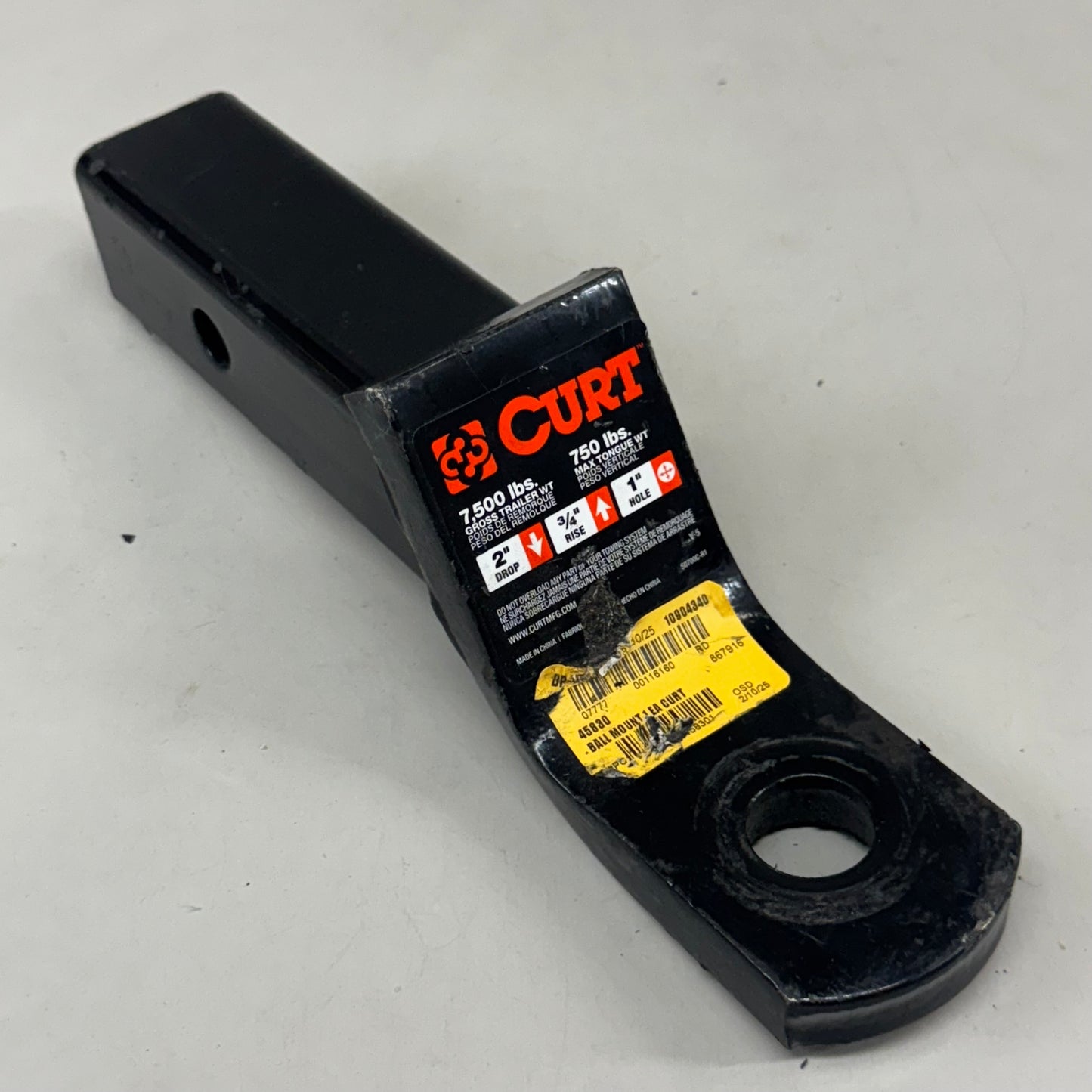 CURT Ball Mount Hitch Steel Shank No Ball 12" Overall Length Black 50700C-R1 (As-Is See Images)