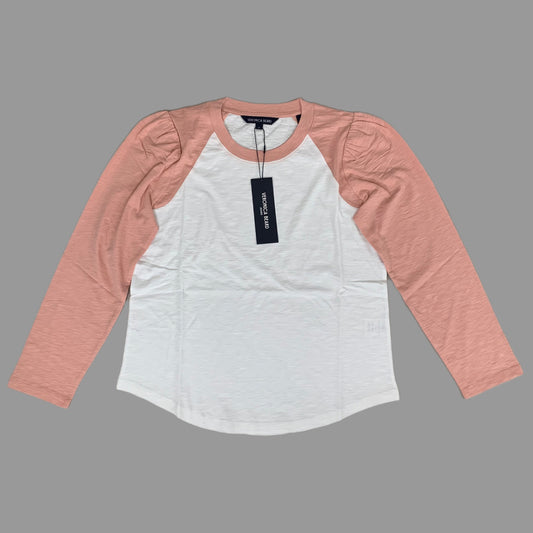 VERONICA BEARD Jeans Women's Mason Baseball Tee Sz-M Rosebloom/White