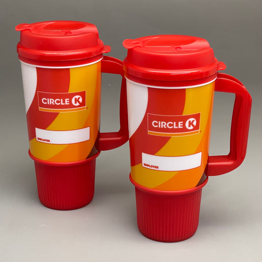 CIRCLE K (2 PACK) Soft Drink Cup Gas Station Mug 24 oz Red