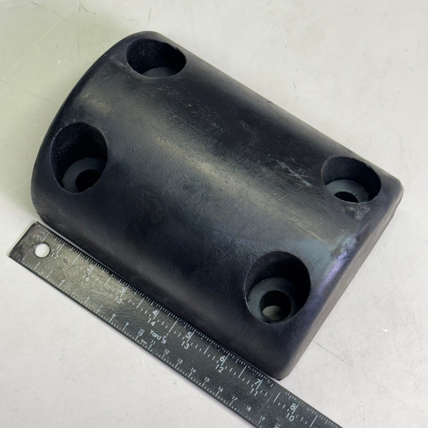 DIAMONRUBBER (2 PACK) 4 Hole Semi Oval Reinforced Rubber Bumper, Black