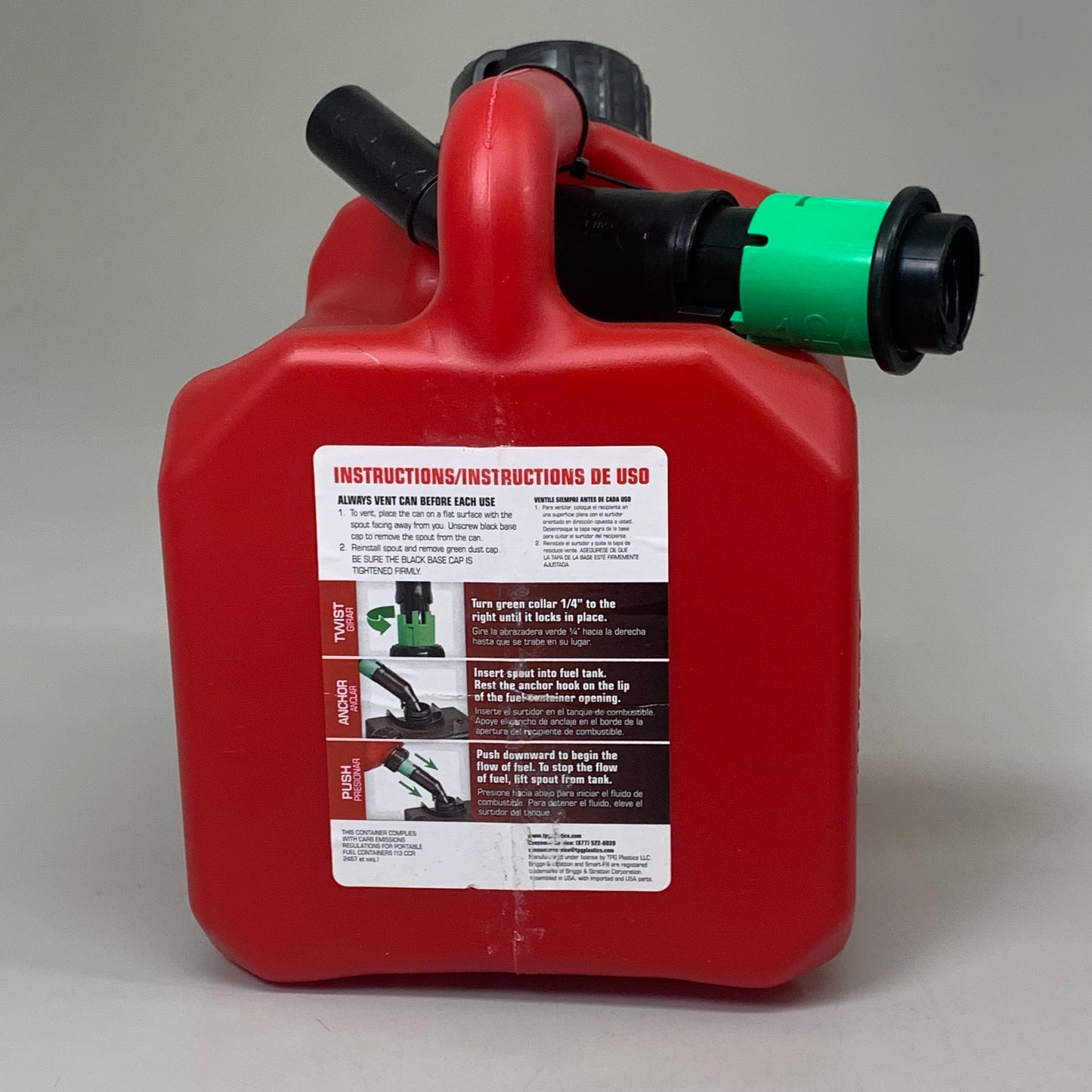 ZA@ BRIGGS & STRATTON (2 PACK) Smart-Fill Gasoline Fuel Can 1+ Gallon Comes w/ Pour Nozzle Red/Black 84013SL